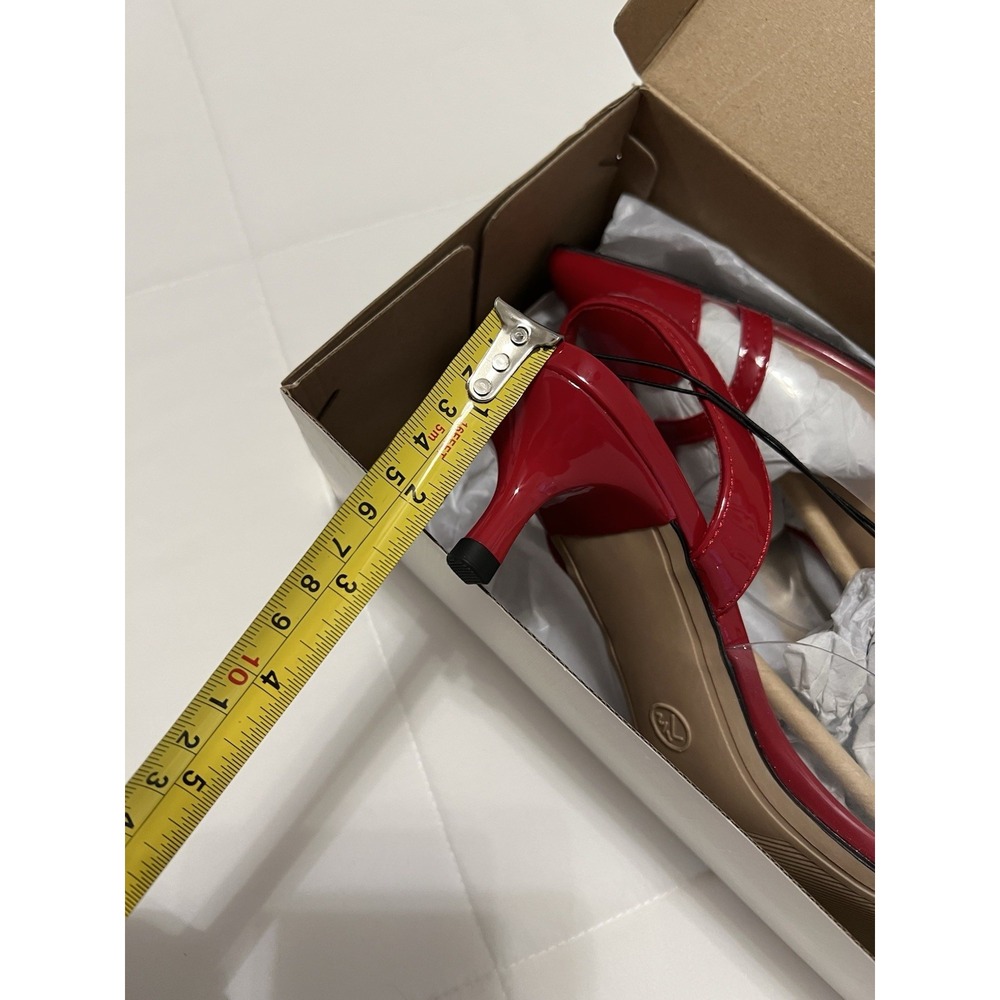 A New Day Red Clear Slingback Heels Kitten Heel Pointed Toe Valentine Y2K Sz 7.5 - Picture 6 of 6